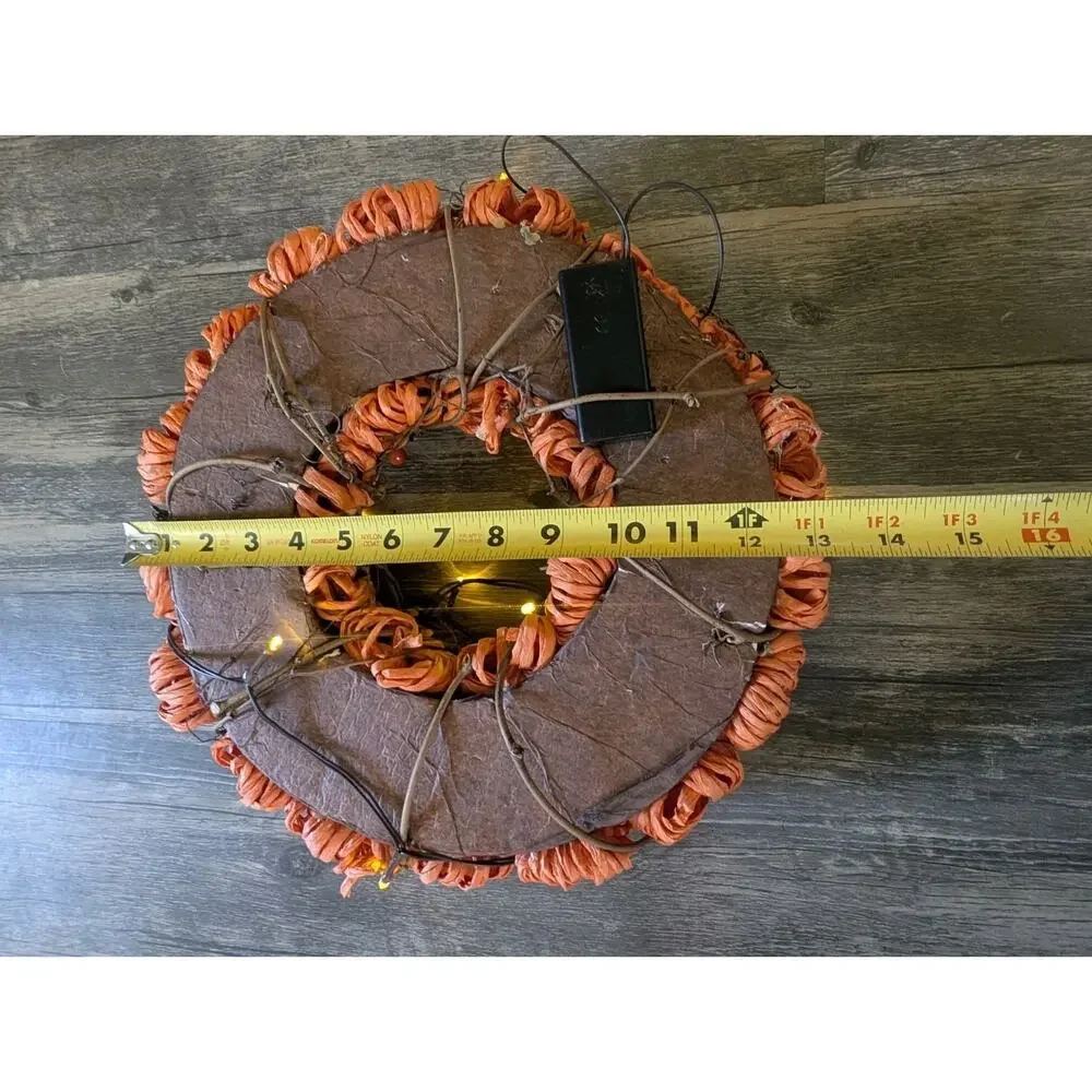 Orange Pumpkin Artificial Fall Harvest Wreath, 13.5